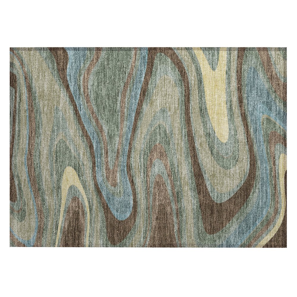 Machine Washable Indoor/Outdoor Chantille ACN2494 Green 1'8" x 2'6" Rug. Picture 1