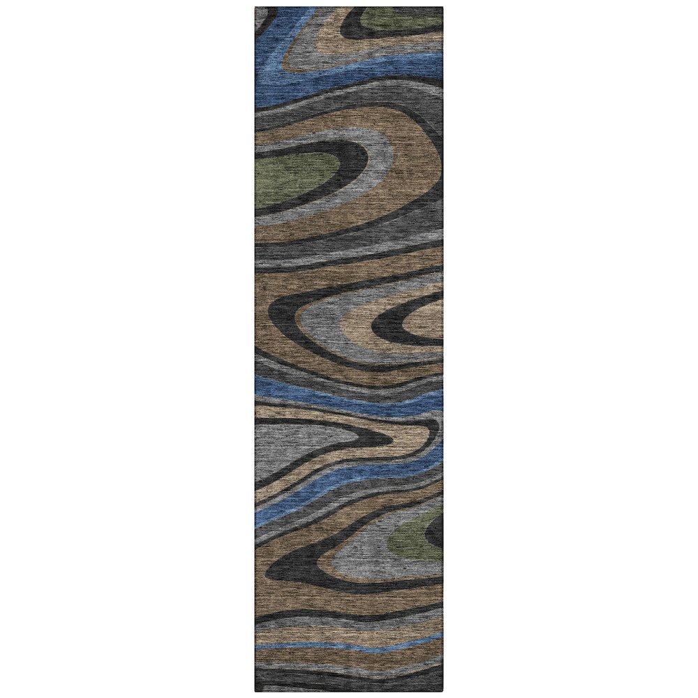 Machine Washable Indoor/Outdoor Chantille ACN2494 Black 2'3" x 7'6" Runner Rug. Picture 1