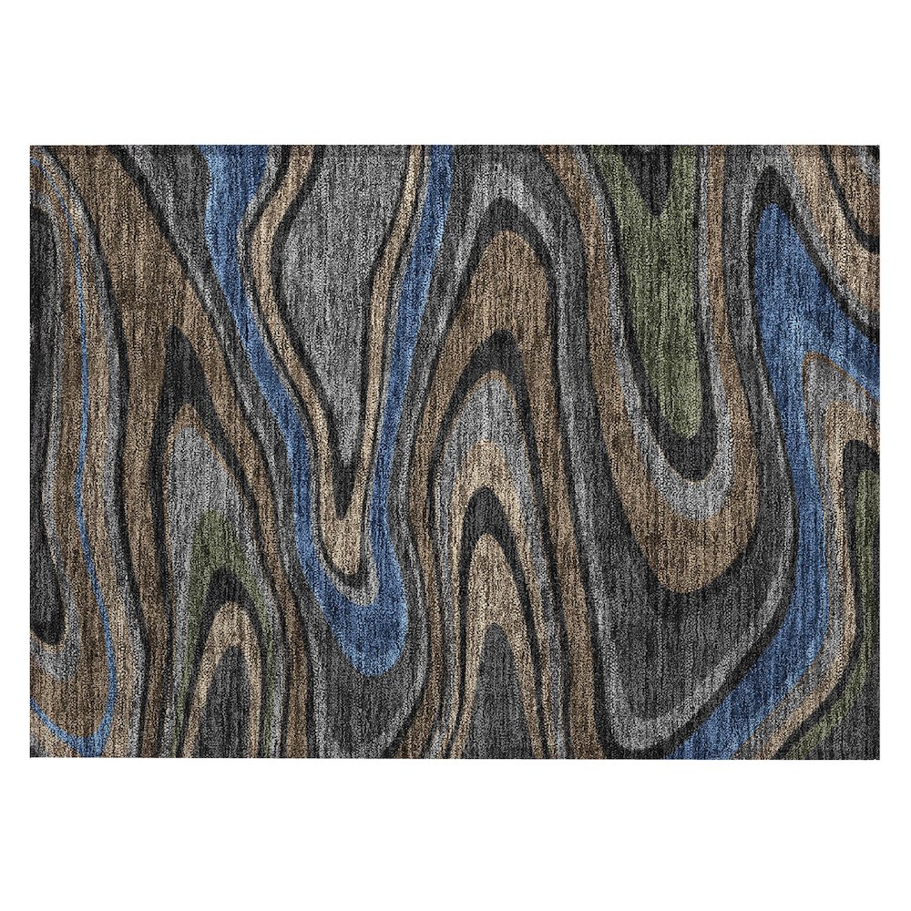 Machine Washable Indoor/Outdoor Chantille ACN2494 Black 1'8" x 2'6" Rug. Picture 1