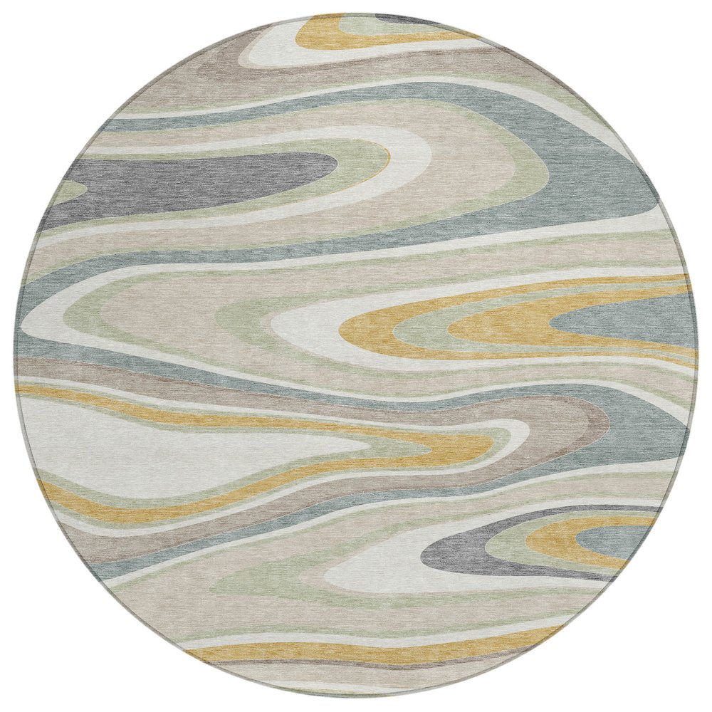 Machine Washable Indoor/Outdoor Chantille ACN2494 Ivory 8' x 8' Round Rug. Picture 1
