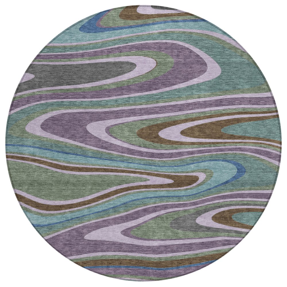 Machine Washable Indoor/Outdoor Chantille ACN2494 Purple 8' x 8' Round Rug. Picture 1