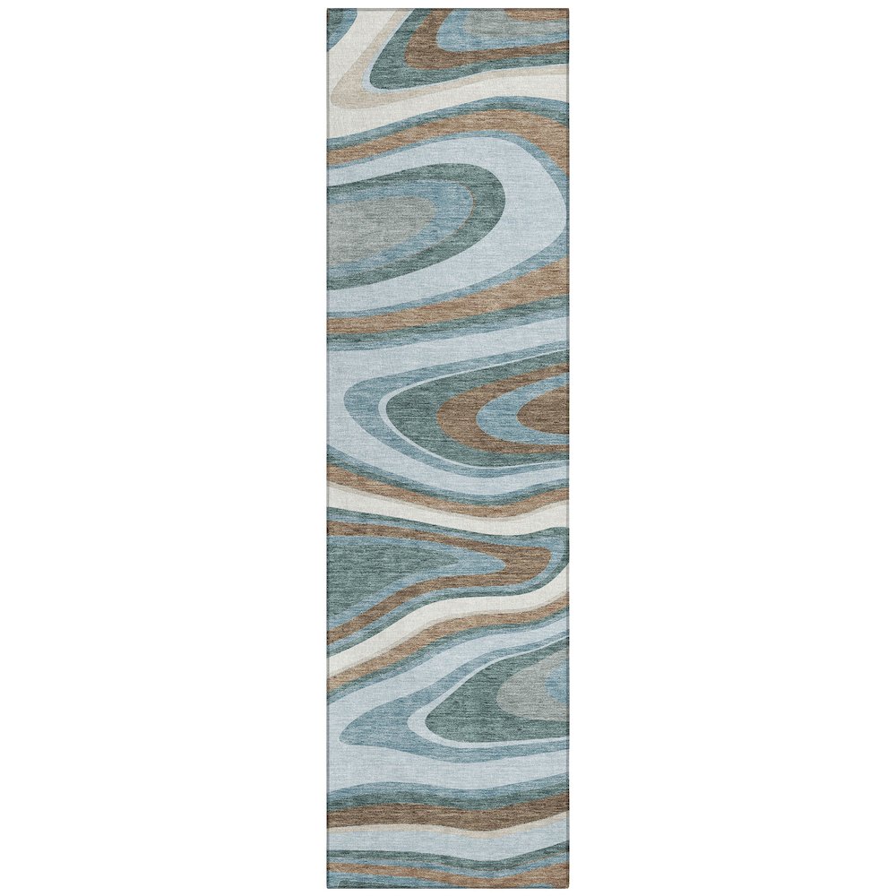 Machine Washable Indoor/Outdoor Chantille ACN2494 Teal 2'3" x 7'6" Runner Rug. Picture 1