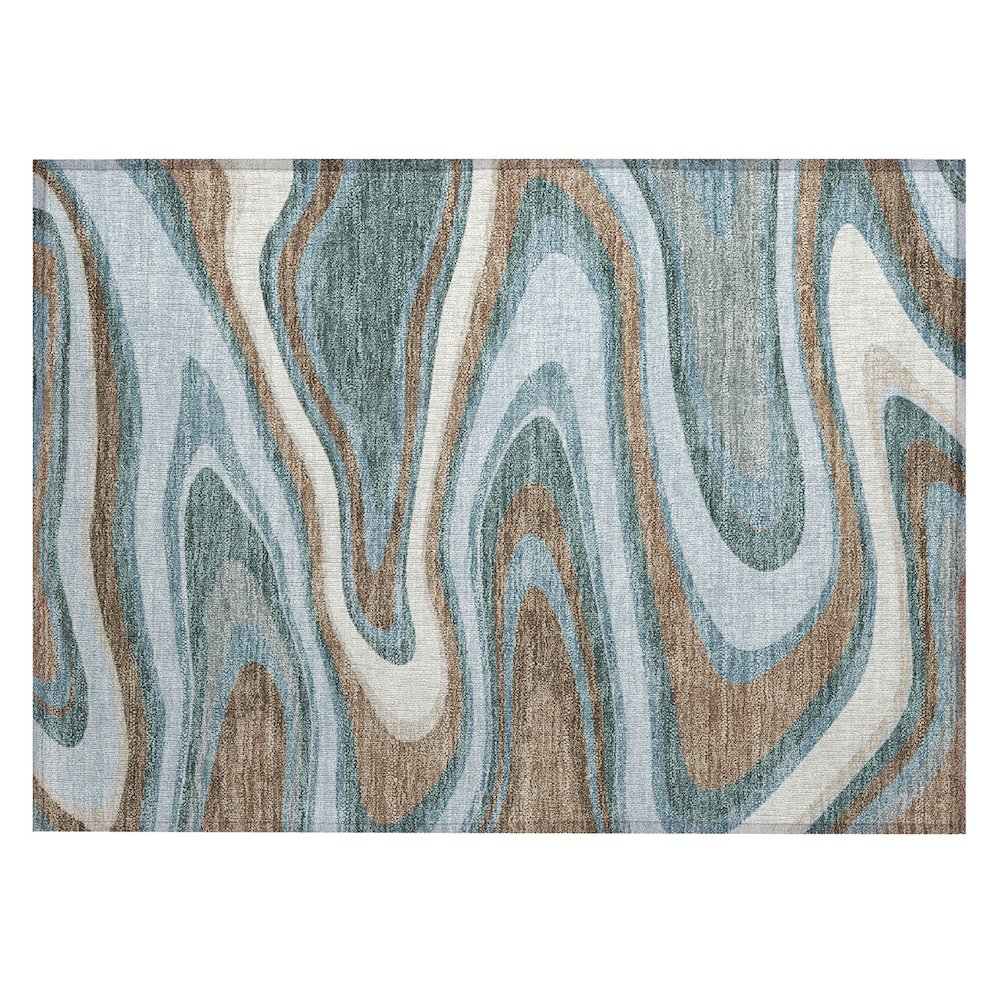Machine Washable Indoor/Outdoor Chantille ACN2494 Teal 1'8" x 2'6" Rug. Picture 1