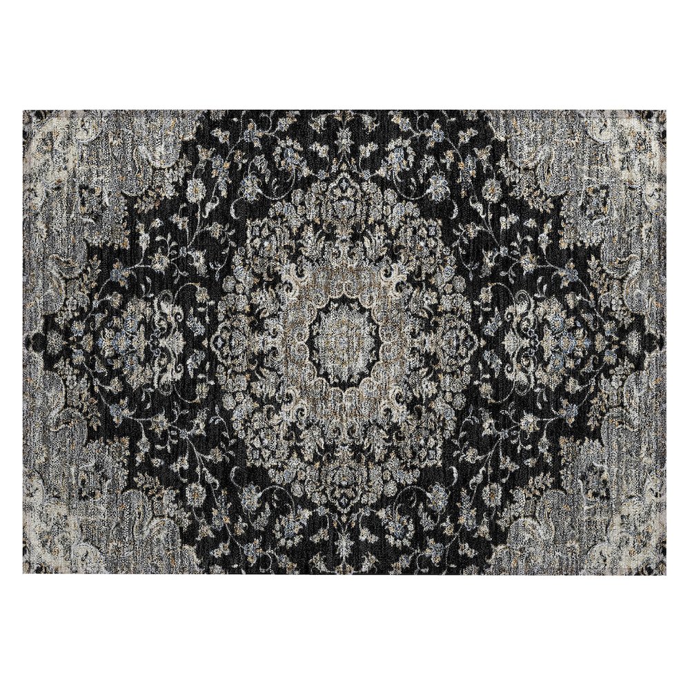 Machine Washable Indoor/Outdoor Chantille ACN2495 Black 1'8" x 2'6" Rug. Picture 1