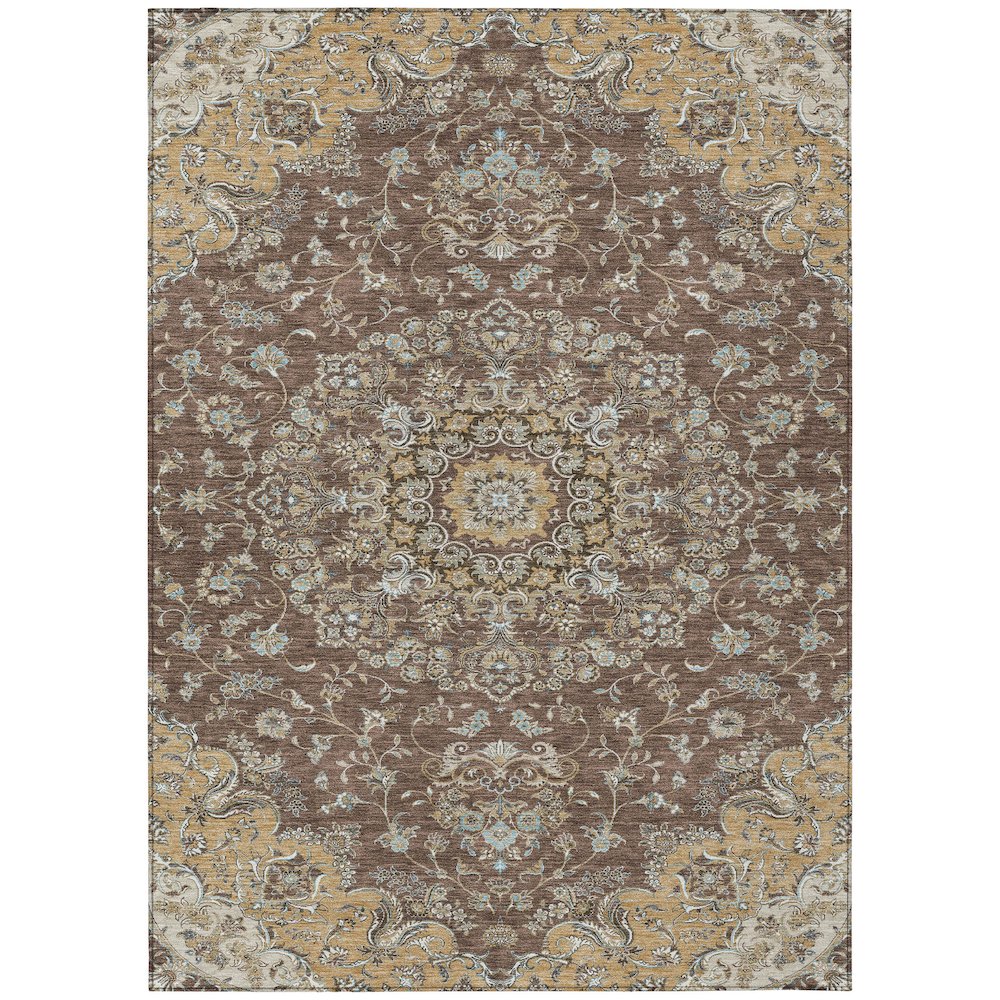 Machine Washable Indoor/Outdoor Chantille ACN2495 Brown 2'6" x 3'10" Rug. Picture 1