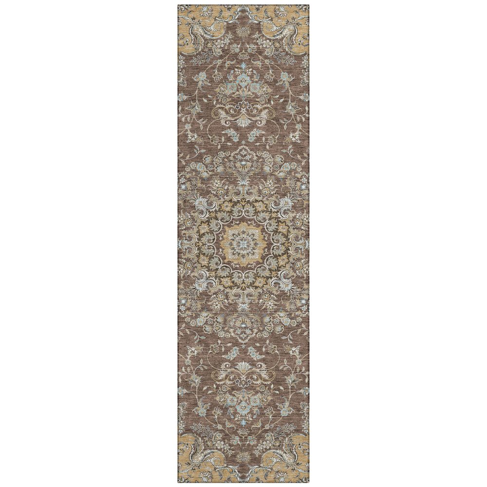 Machine Washable Indoor/Outdoor Chantille ACN2495 Brown 2'3" x 7'6" Runner Rug. Picture 1