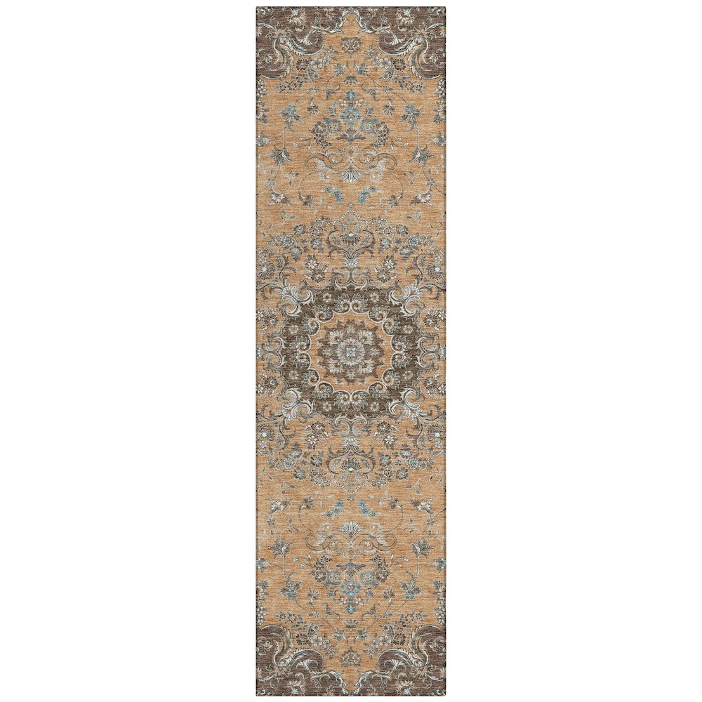 Machine Washable Indoor/Outdoor Chantille ACN2495 Orange 2'3" x 7'6" Runner Rug. Picture 1