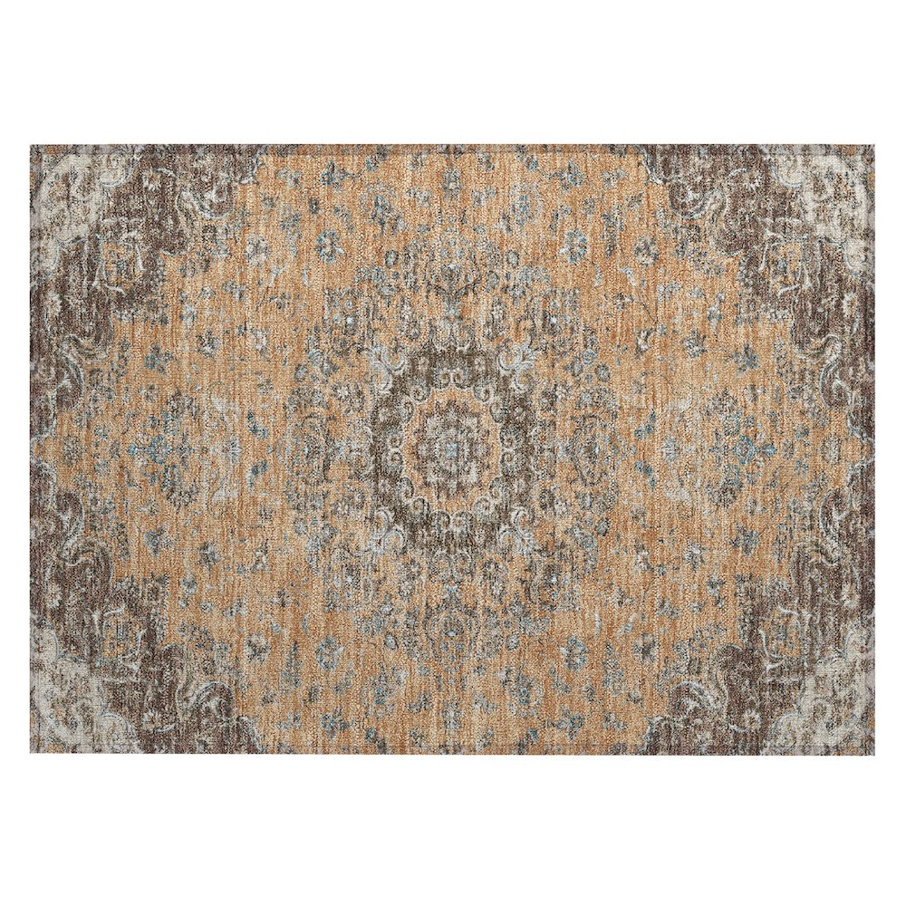 Machine Washable Indoor/Outdoor Chantille ACN2495 Orange 1'8" x 2'6" Rug. Picture 1