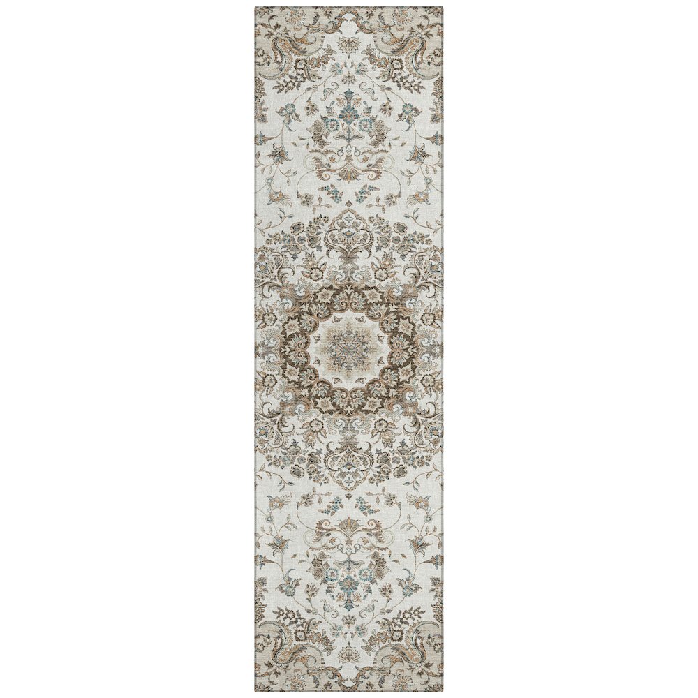 Machine Washable Indoor/Outdoor Chantille ACN2495 Ivory 2'3" x 7'6" Runner Rug. Picture 1