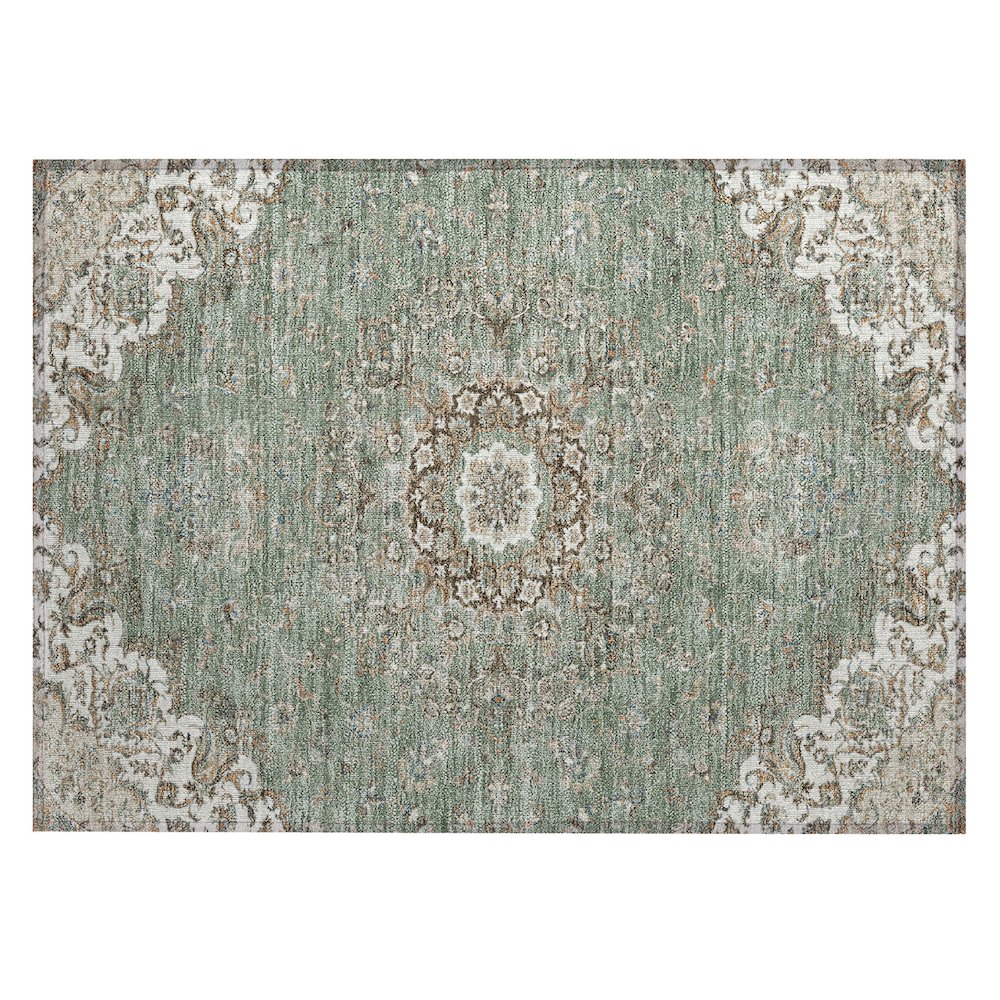 Machine Washable Indoor/Outdoor Chantille ACN2495 Green 1'8" x 2'6" Rug. Picture 1