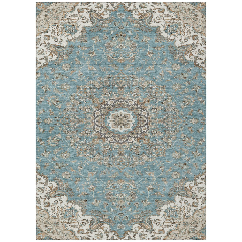 Machine Washable Indoor/Outdoor Chantille ACN2495 Teal 2'6" x 3'10" Rug. Picture 1