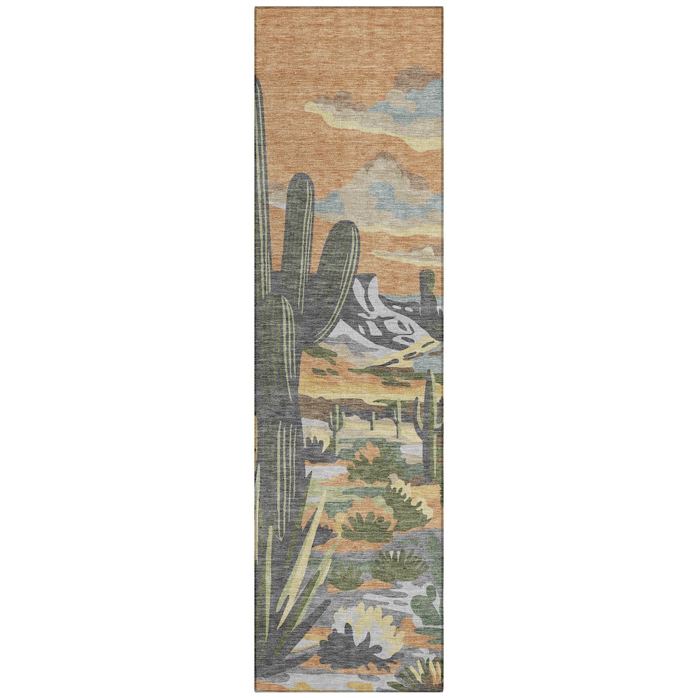 Machine Washable Indoor/Outdoor Chantille ACN2496 Orange 2'3" x 7'6" Runner Rug. Picture 1