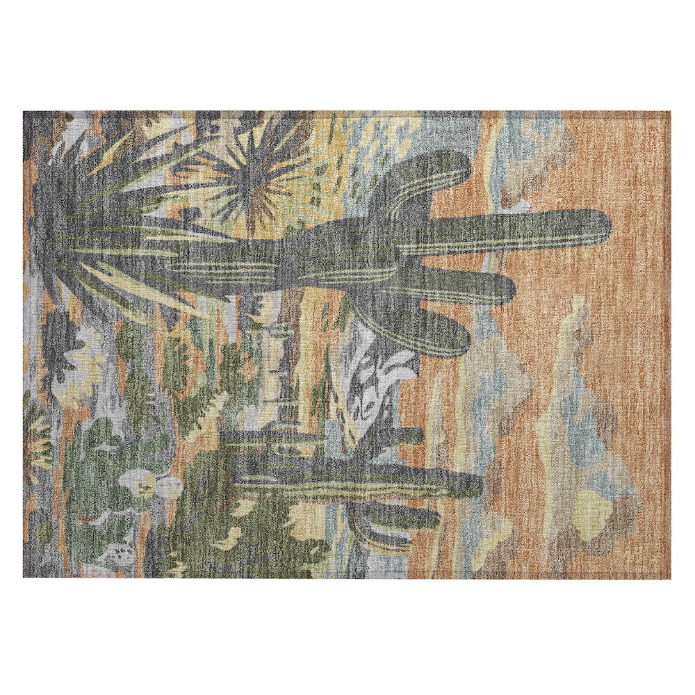 Machine Washable Indoor/Outdoor Chantille ACN2496 Orange 1'8" x 2'6" Rug. Picture 1