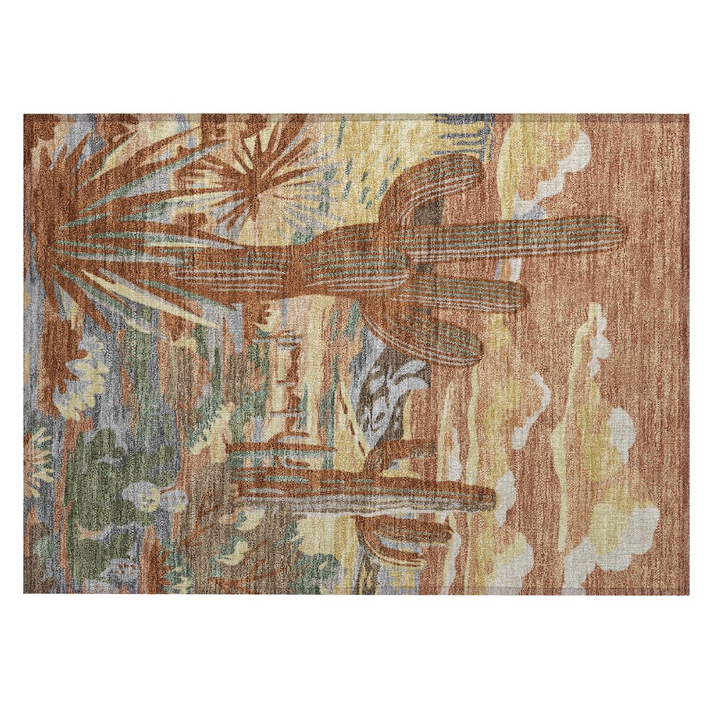 Machine Washable Indoor/Outdoor Chantille ACN2496 Orange 1'8" x 2'6" Rug. Picture 1