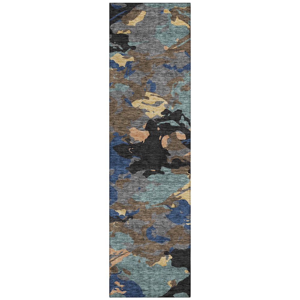 Machine Washable Indoor/Outdoor Chantille ACN2497 Black 2'3" x 7'6" Runner Rug. Picture 1