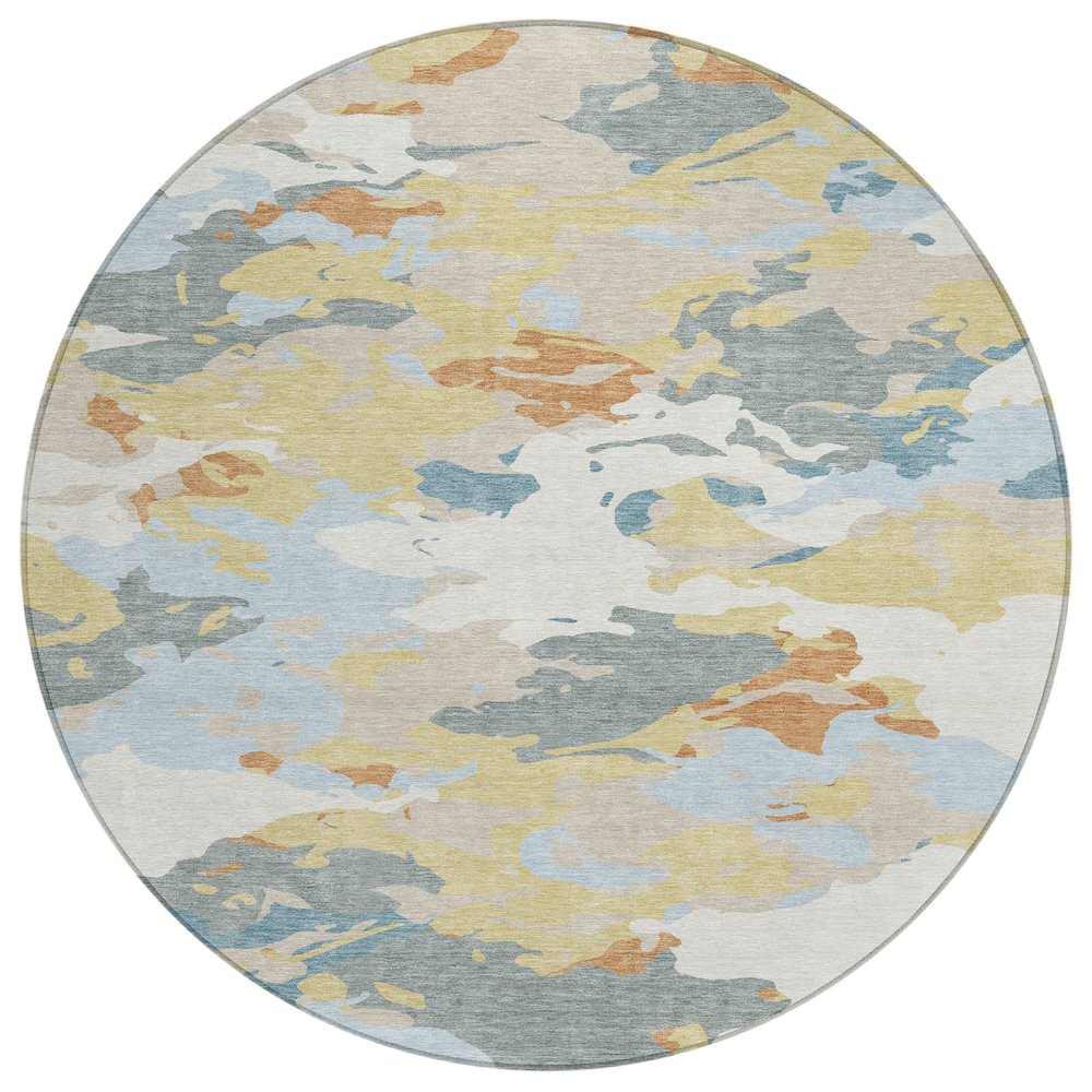 Machine Washable Indoor/Outdoor Chantille ACN2497 Ivory 8' x 8' Round Rug. Picture 1