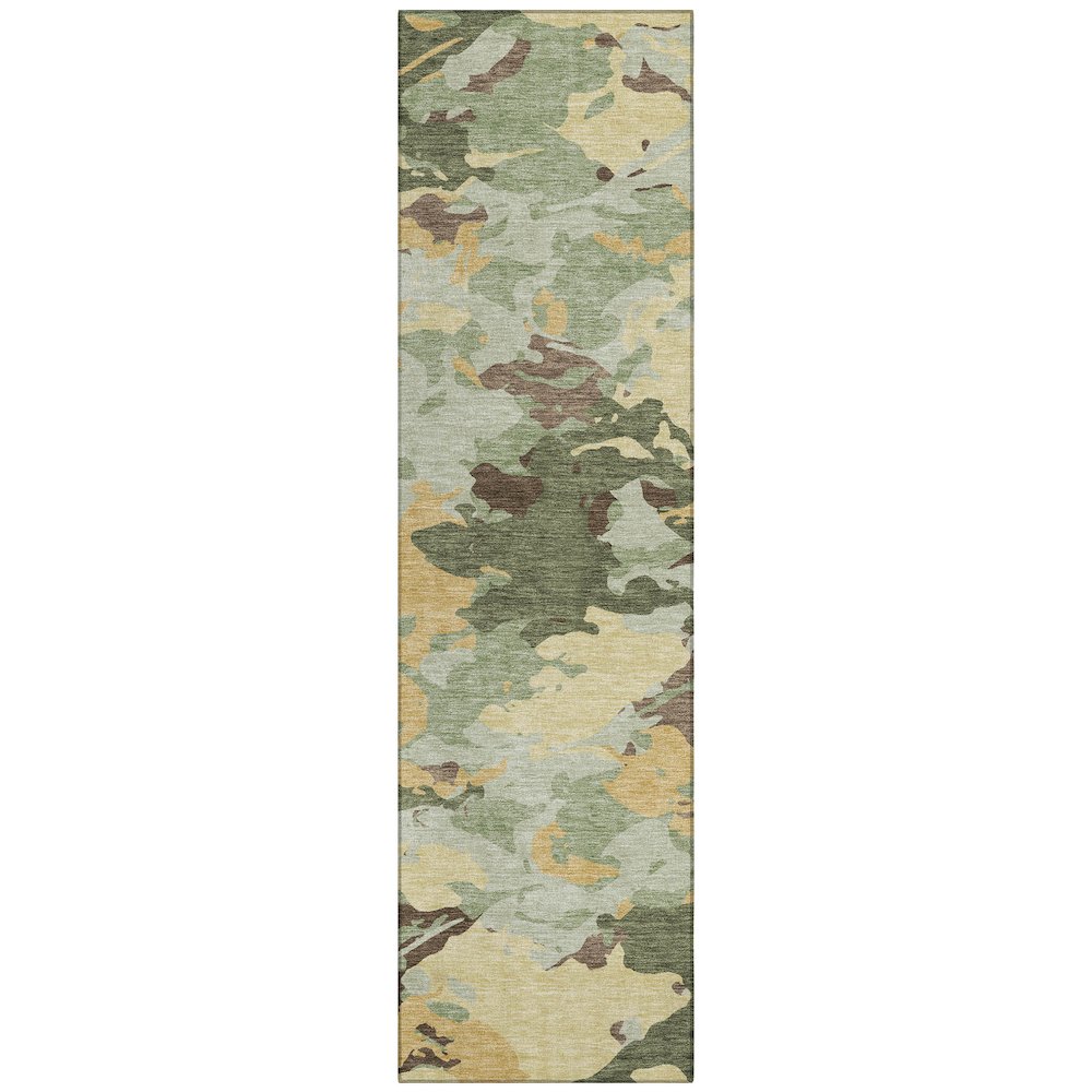 Machine Washable Indoor/Outdoor Chantille ACN2497 Green 2'3" x 7'6" Runner Rug. Picture 1