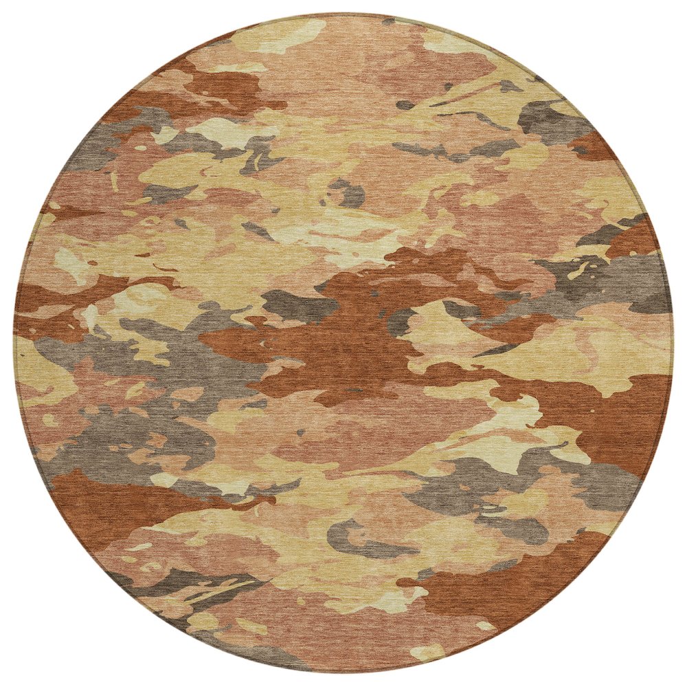 Machine Washable Indoor/Outdoor Chantille ACN2497 Orange 8' x 8' Round Rug. Picture 1