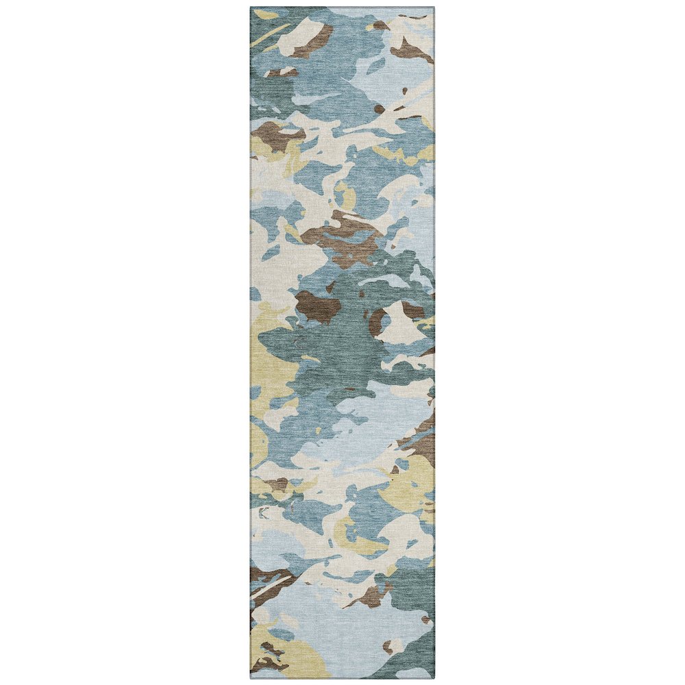 Machine Washable Indoor/Outdoor Chantille ACN2497 Teal 2'3" x 7'6" Runner Rug. Picture 1