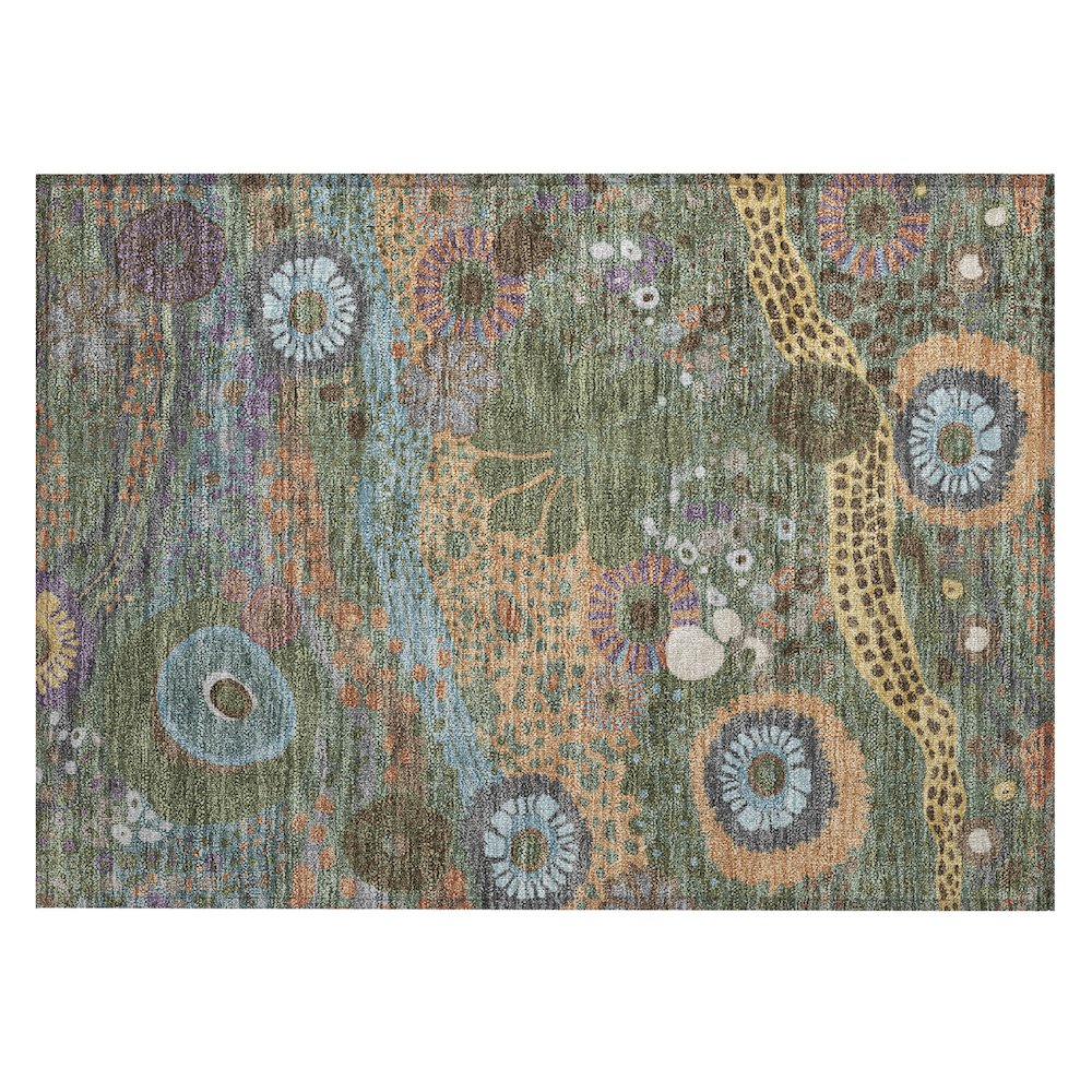 Machine Washable Indoor/Outdoor Chantille ACN2498 Green 1'8" x 2'6" Rug. Picture 1