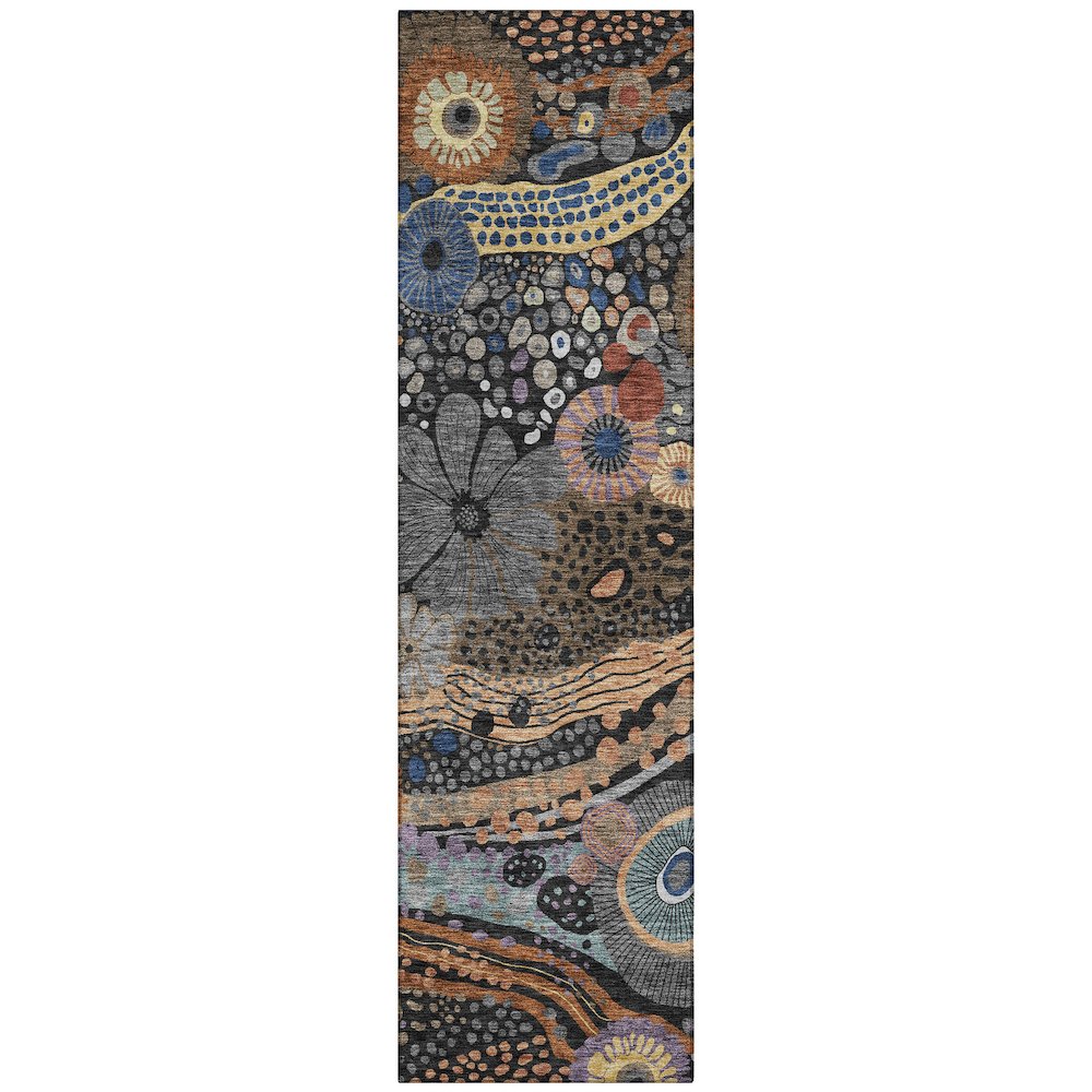 Machine Washable Indoor/Outdoor Chantille ACN2498 Black 2'3" x 7'6" Runner Rug. Picture 1