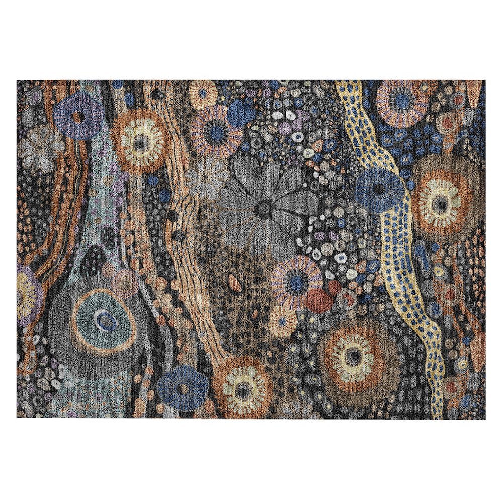 Machine Washable Indoor/Outdoor Chantille ACN2498 Black 1'8" x 2'6" Rug. Picture 1