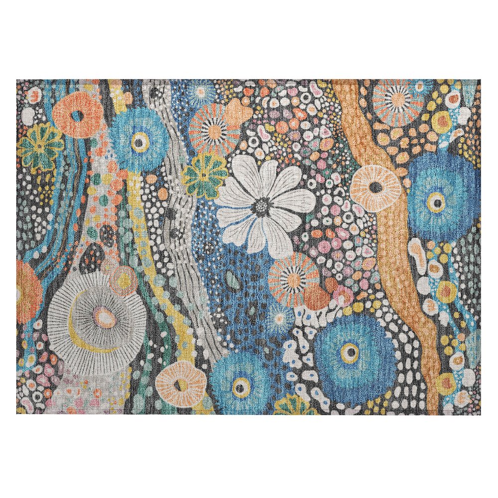 Machine Washable Indoor/Outdoor Chantille ACN2498 Gray 1'8" x 2'6" Rug. Picture 1