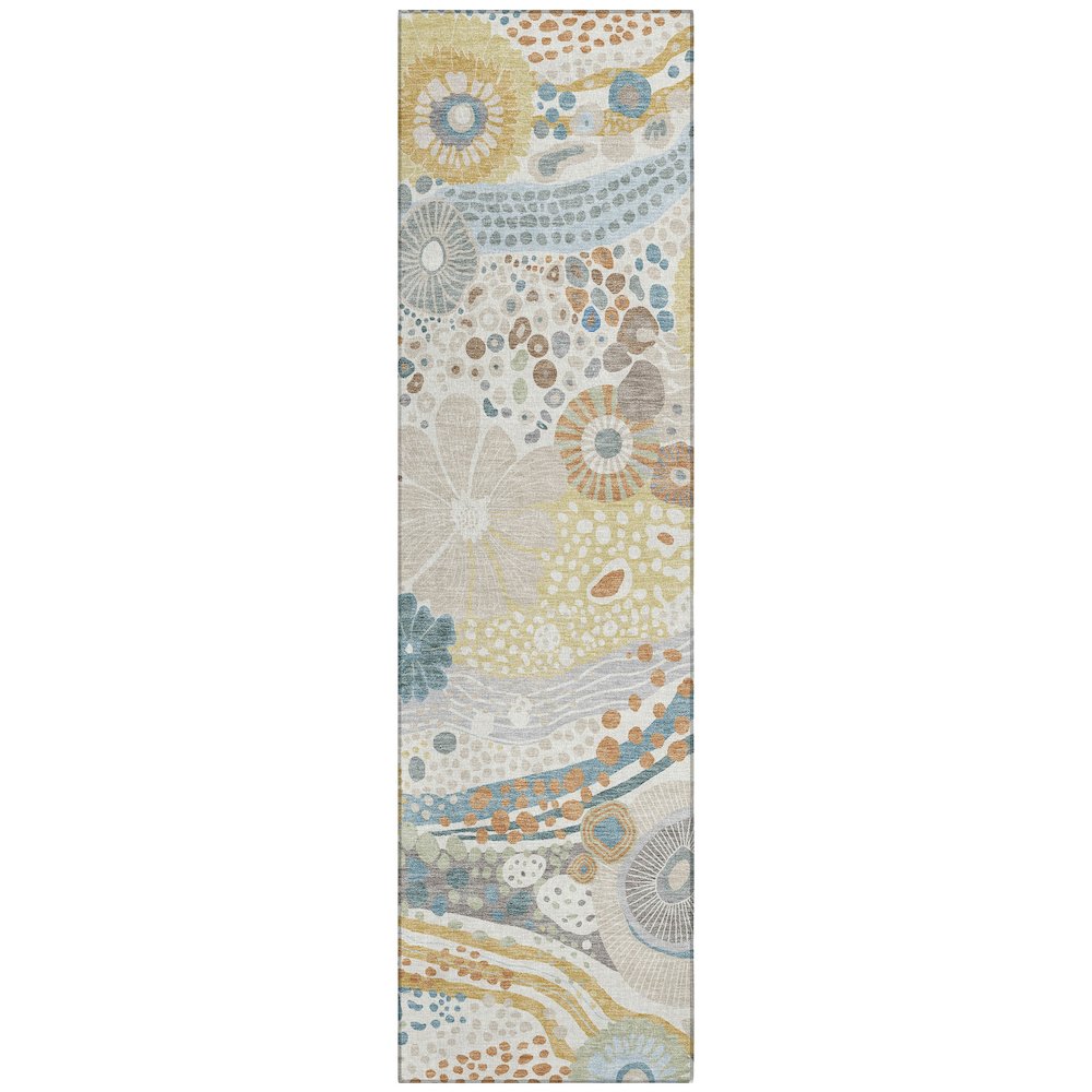 Machine Washable Indoor/Outdoor Chantille ACN2498 Ivory 2'3" x 7'6" Runner Rug. Picture 1