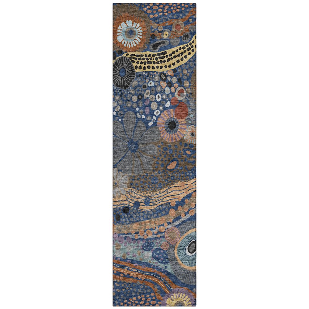 Machine Washable Indoor/Outdoor Chantille ACN2498 Blue 2'3" x 7'6" Runner Rug. Picture 1