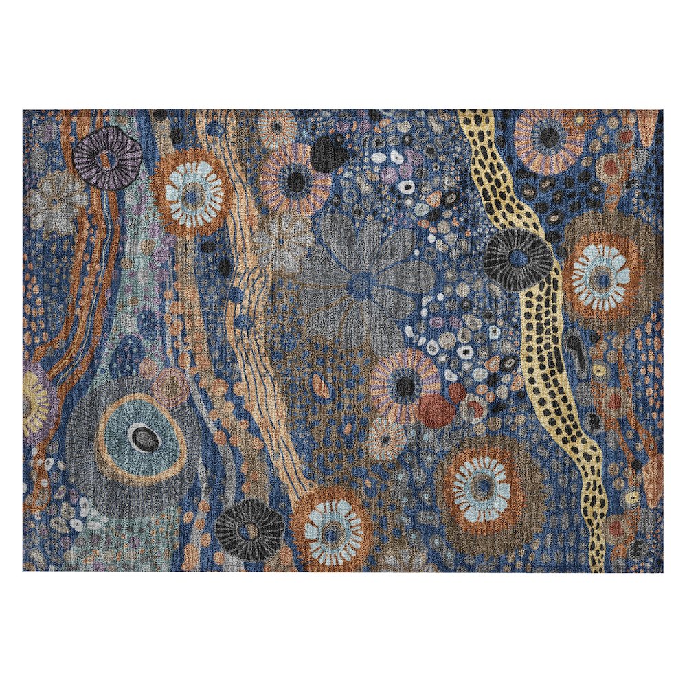 Machine Washable Indoor/Outdoor Chantille ACN2498 Blue 1'8" x 2'6" Rug. Picture 1
