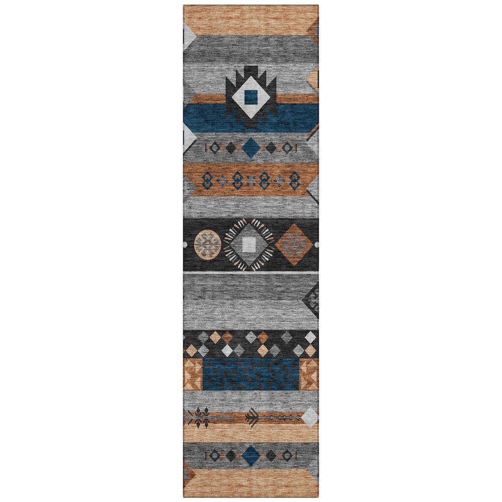 Machine Washable Indoor/Outdoor Chantille ACN2499 Black 2'3" x 7'6" Runner Rug. Picture 1