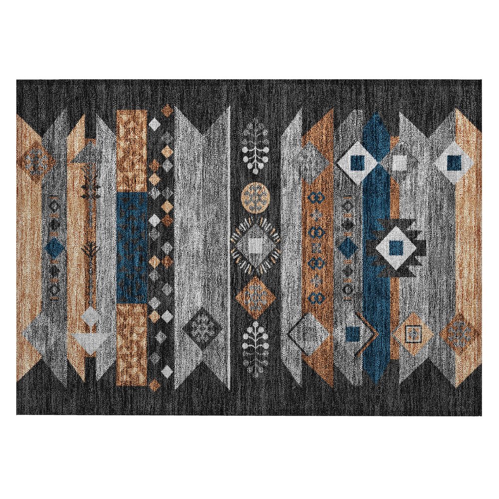 Machine Washable Indoor/Outdoor Chantille ACN2499 Black 1'8" x 2'6" Rug. Picture 1