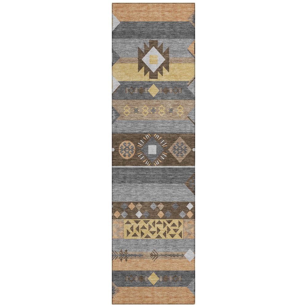 Machine Washable Indoor/Outdoor Chantille ACN2499 Brown 2'3" x 7'6" Runner Rug. Picture 1