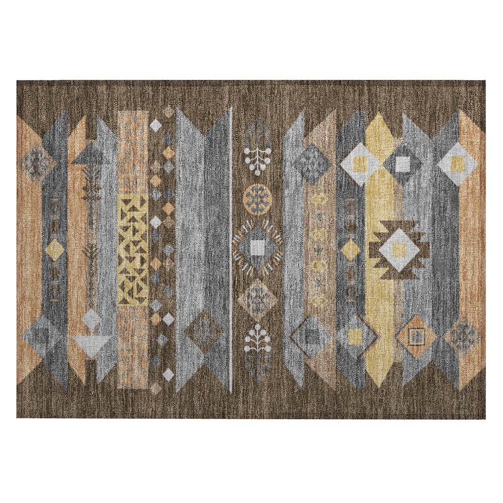 Machine Washable Indoor/Outdoor Chantille ACN2499 Brown 1'8" x 2'6" Rug. Picture 1