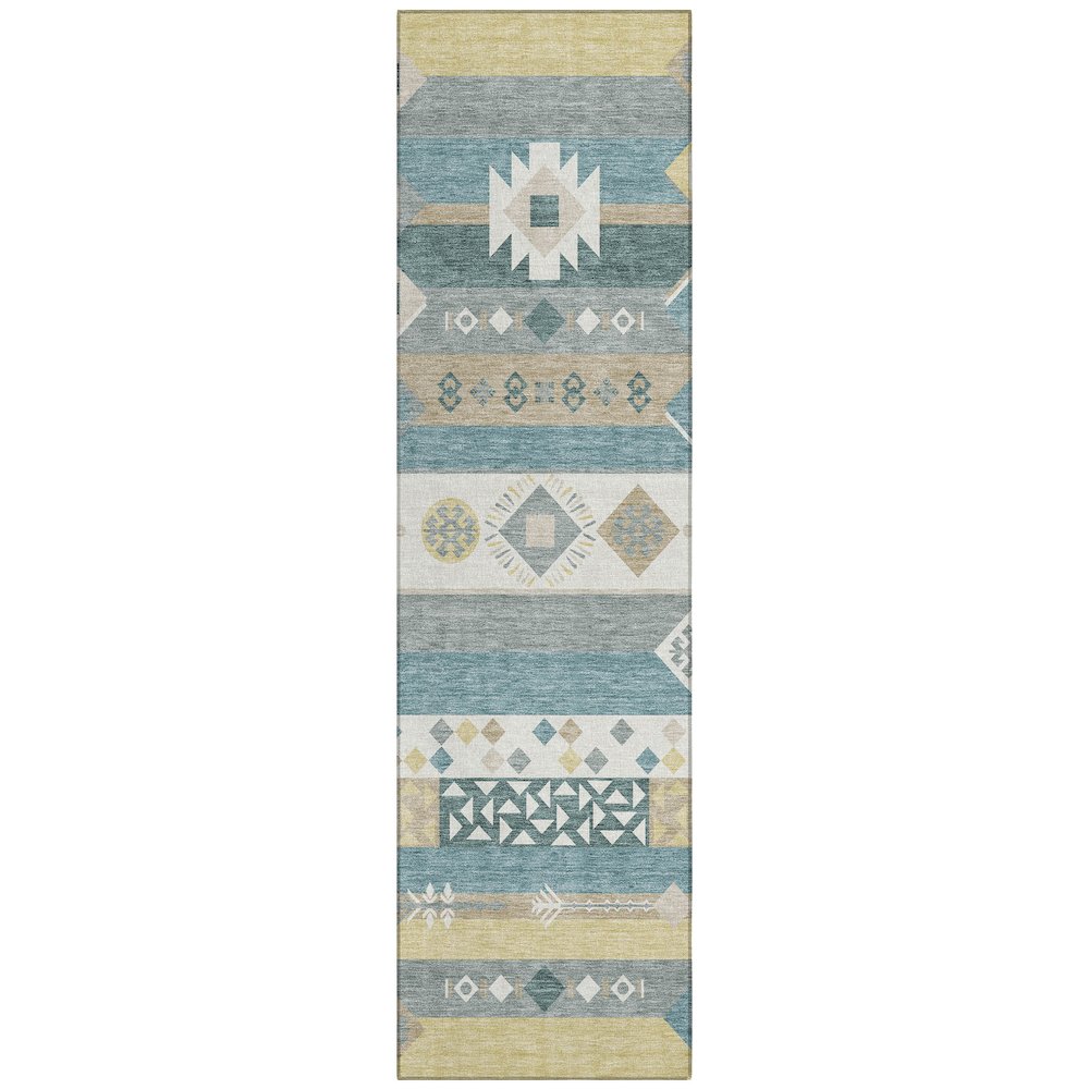Machine Washable Indoor/Outdoor Chantille ACN2499 Ivory 2'3" x 7'6" Runner Rug. Picture 1