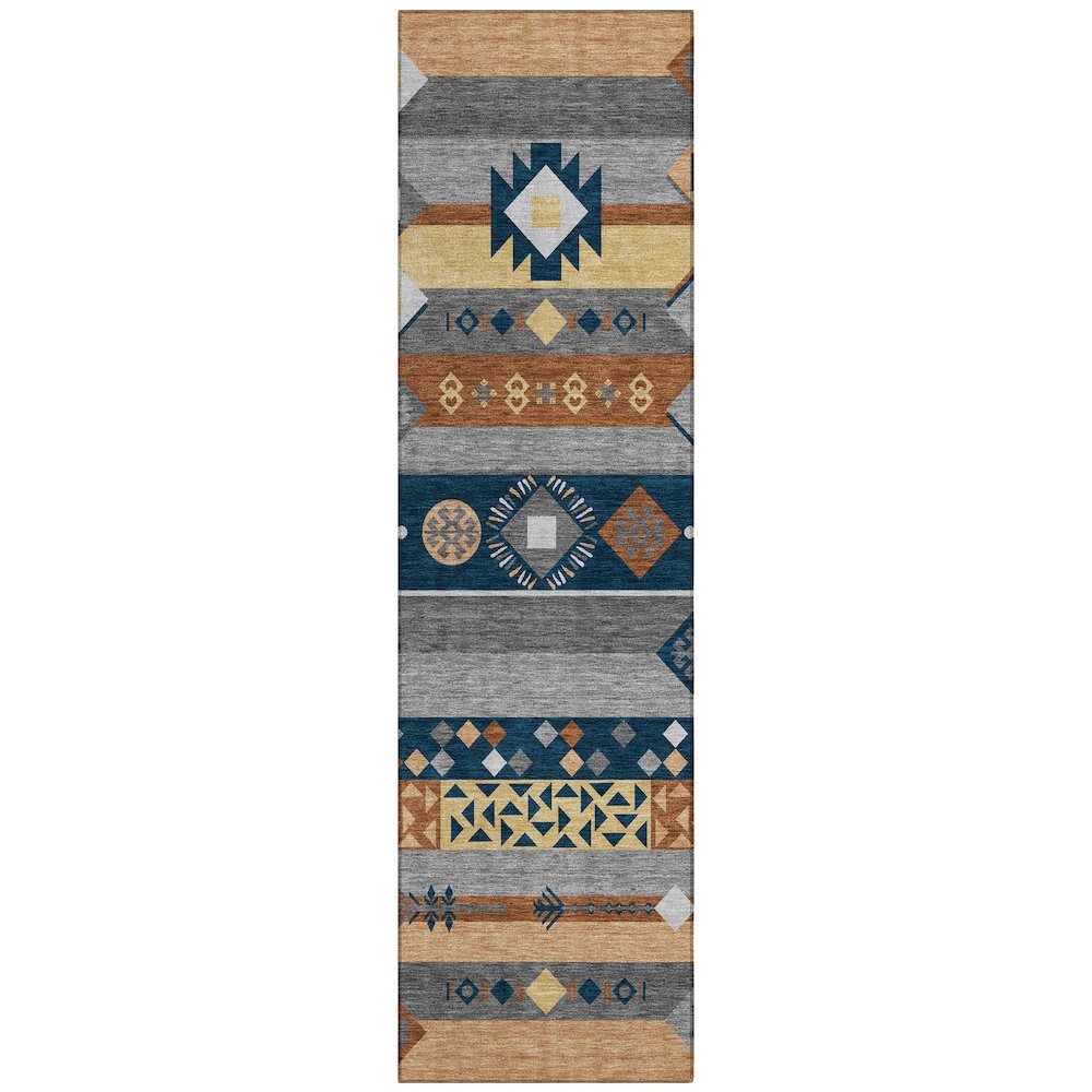 Machine Washable Indoor/Outdoor Chantille ACN2499 Blue 2'3" x 7'6" Runner Rug. Picture 1