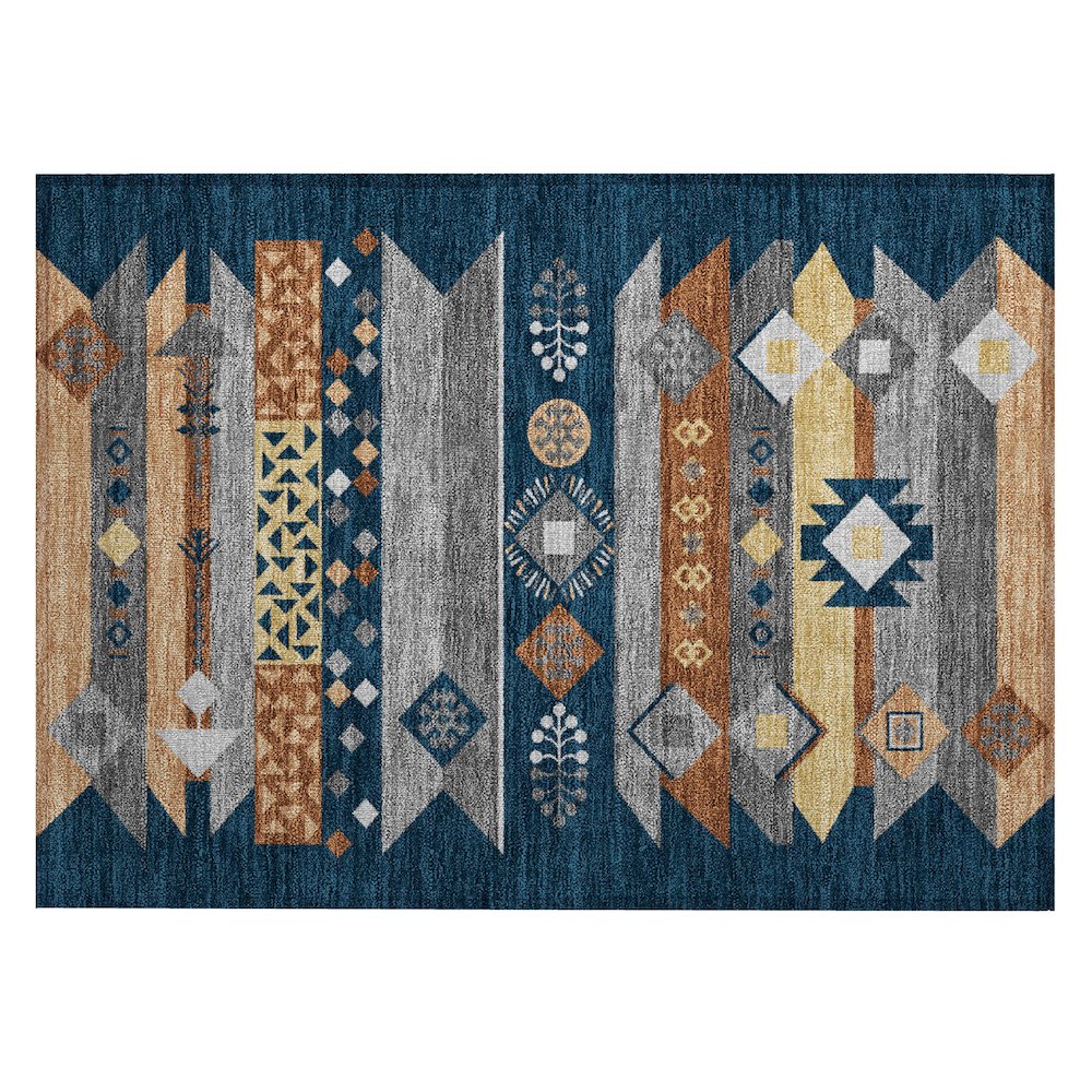 Machine Washable Indoor/Outdoor Chantille ACN2499 Blue 1'8" x 2'6" Rug. Picture 1