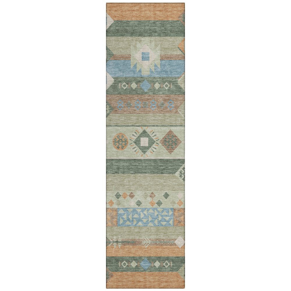 Machine Washable Indoor/Outdoor Chantille ACN2499 Green 2'3" x 7'6" Runner Rug. Picture 1