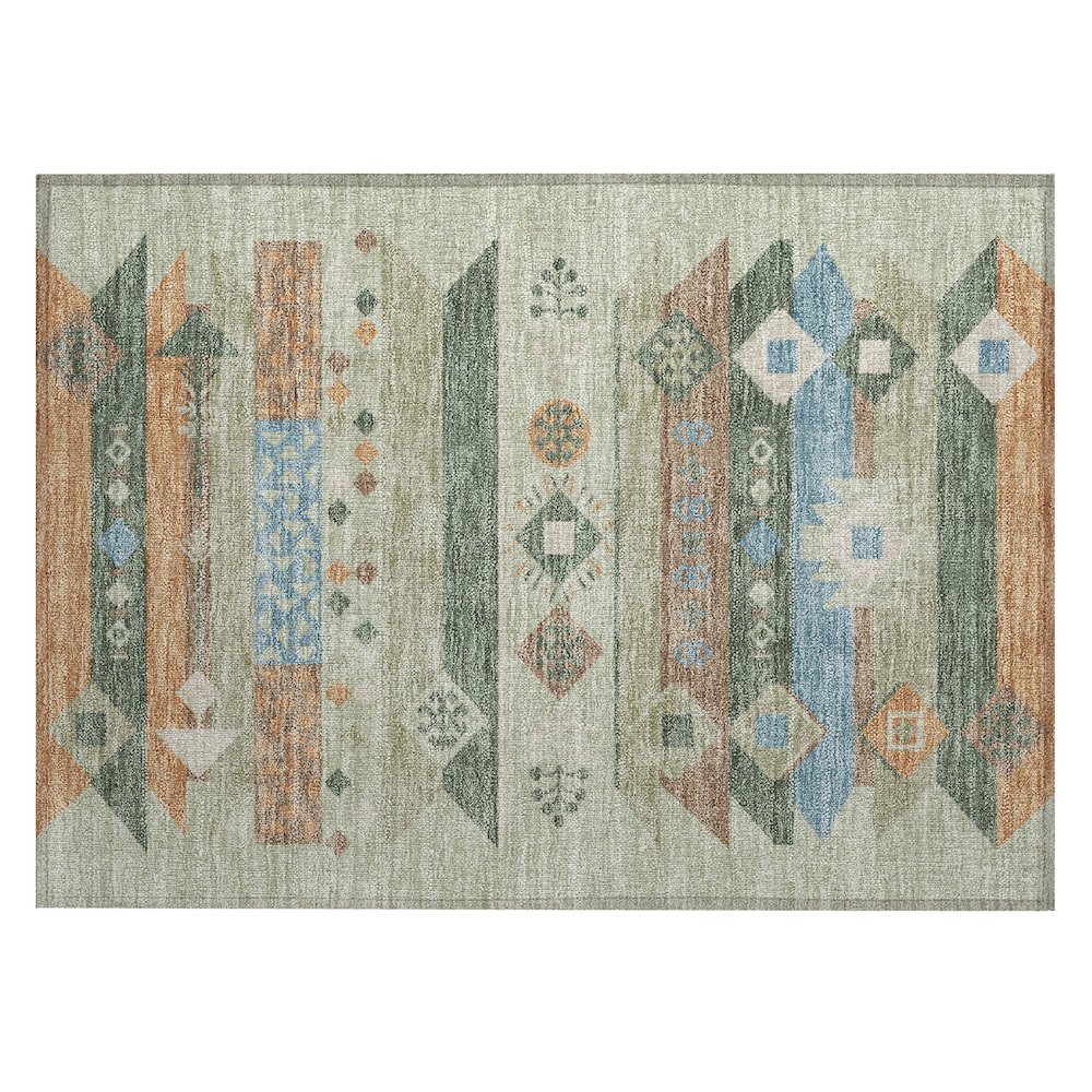Machine Washable Indoor/Outdoor Chantille ACN2499 Green 1'8" x 2'6" Rug. Picture 1