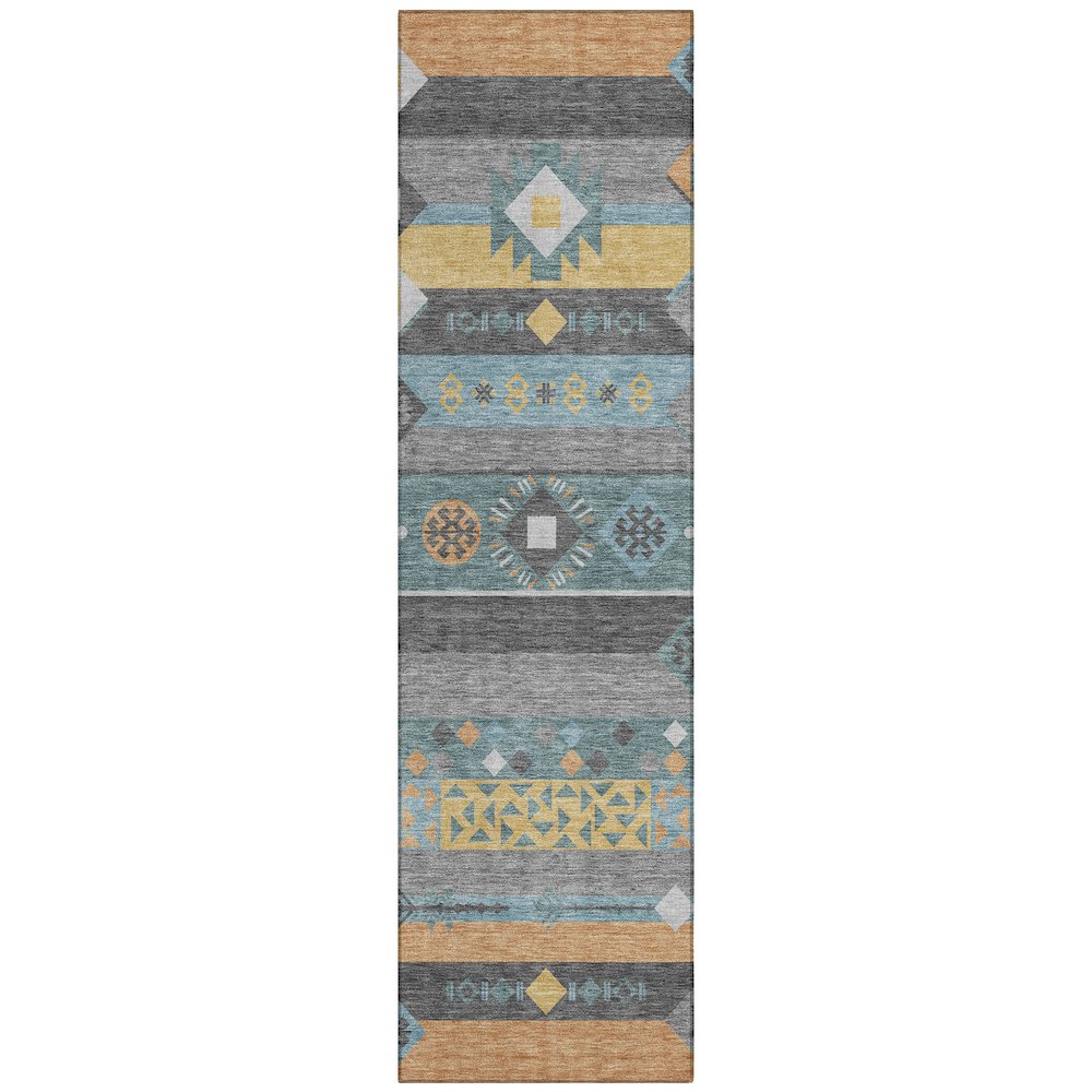 Machine Washable Indoor/Outdoor Chantille ACN2499 Teal 2'3" x 7'6" Runner Rug. Picture 1