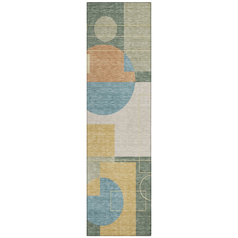 Machine Washable Indoor/Outdoor Chantille ACN2500 Green 2'3" x 7'6" Runner Rug. Picture 1