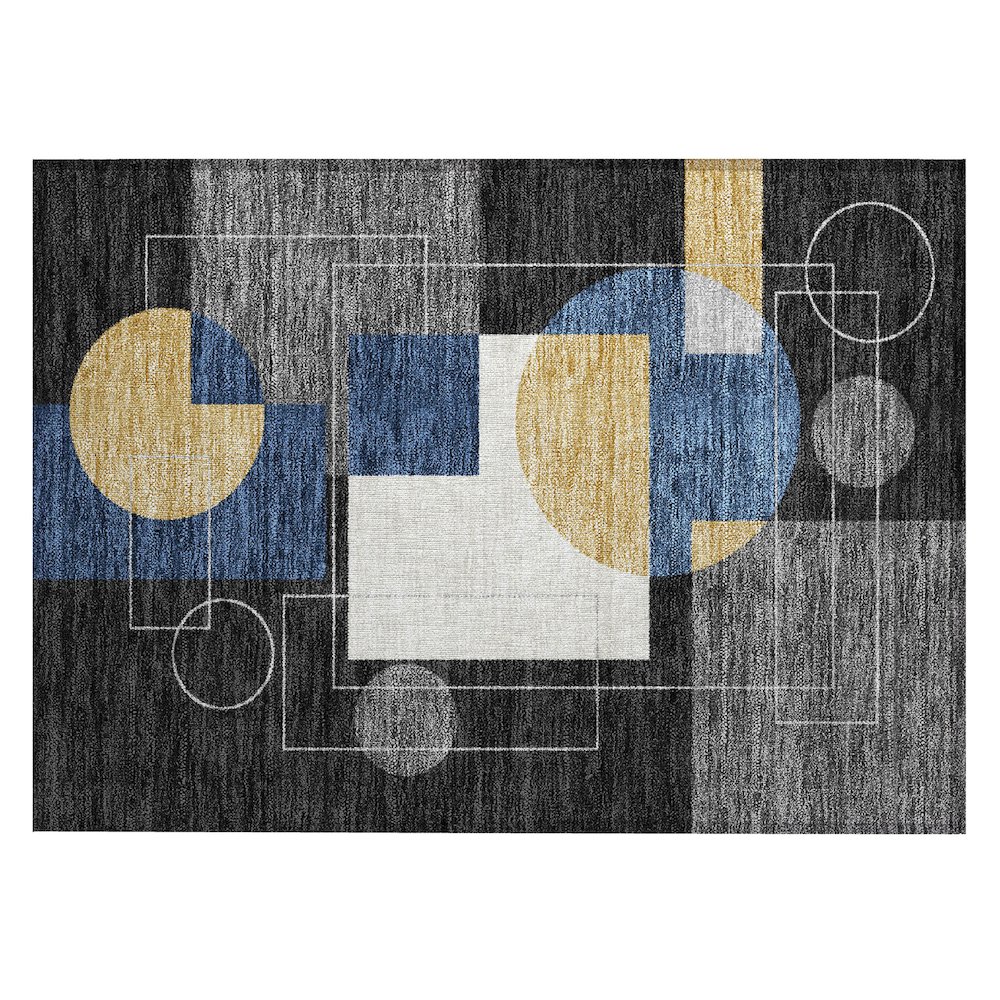 Machine Washable Indoor/Outdoor Chantille ACN2500 Black 1'8" x 2'6" Rug. Picture 1