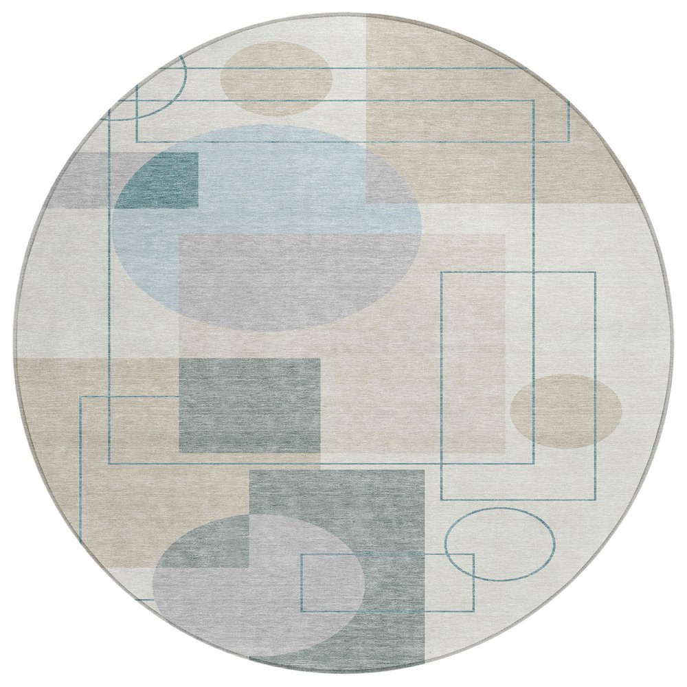 Machine Washable Indoor/Outdoor Chantille ACN2500 Ivory 8' x 8' Round Rug. Picture 1