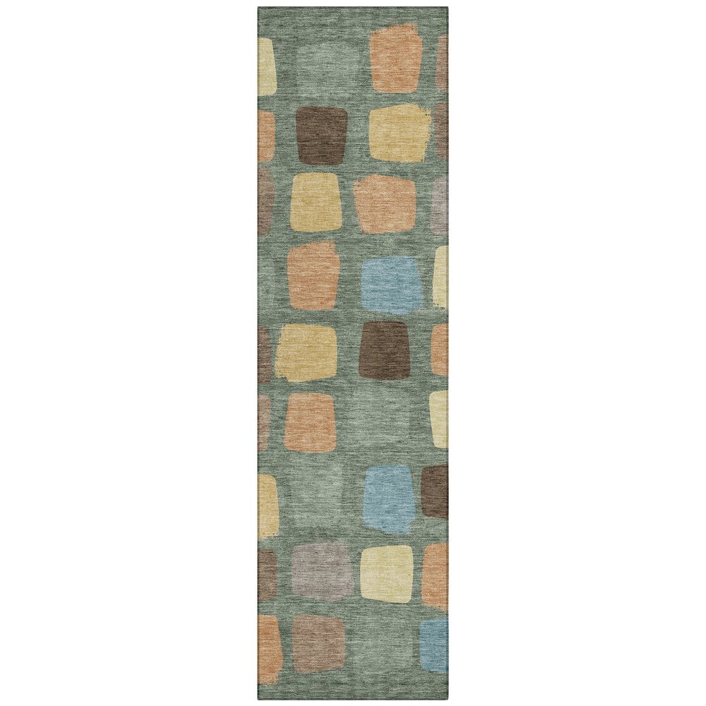 Machine Washable Indoor/Outdoor Chantille ACN2501 Green 2'3" x 7'6" Runner Rug. Picture 1