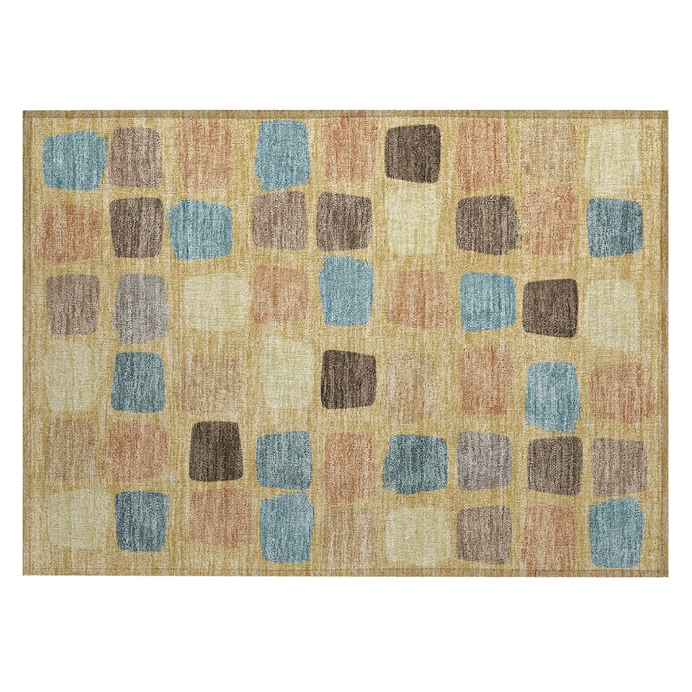 Machine Washable Indoor/Outdoor Chantille ACN2501 Gold 1'8" x 2'6" Rug. Picture 1