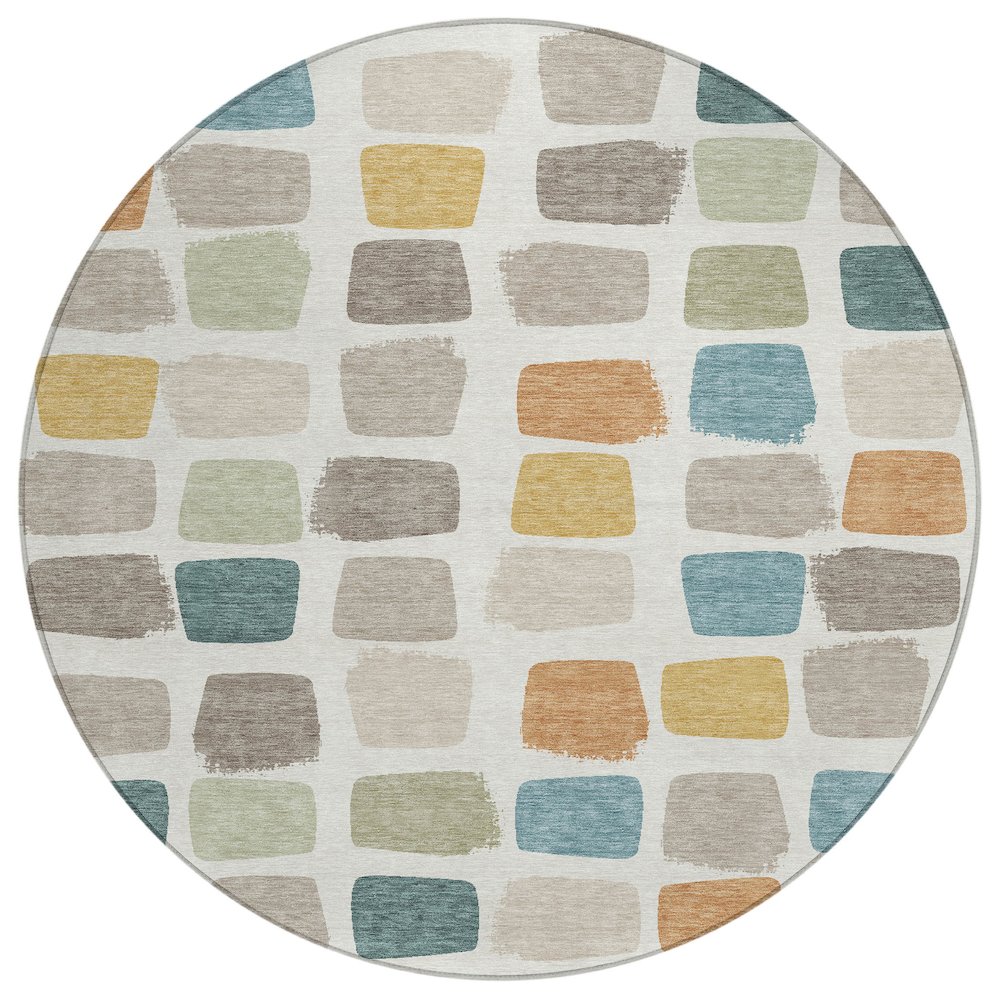 Machine Washable Indoor/Outdoor Chantille ACN2501 Ivory 8' x 8' Round Rug. Picture 1