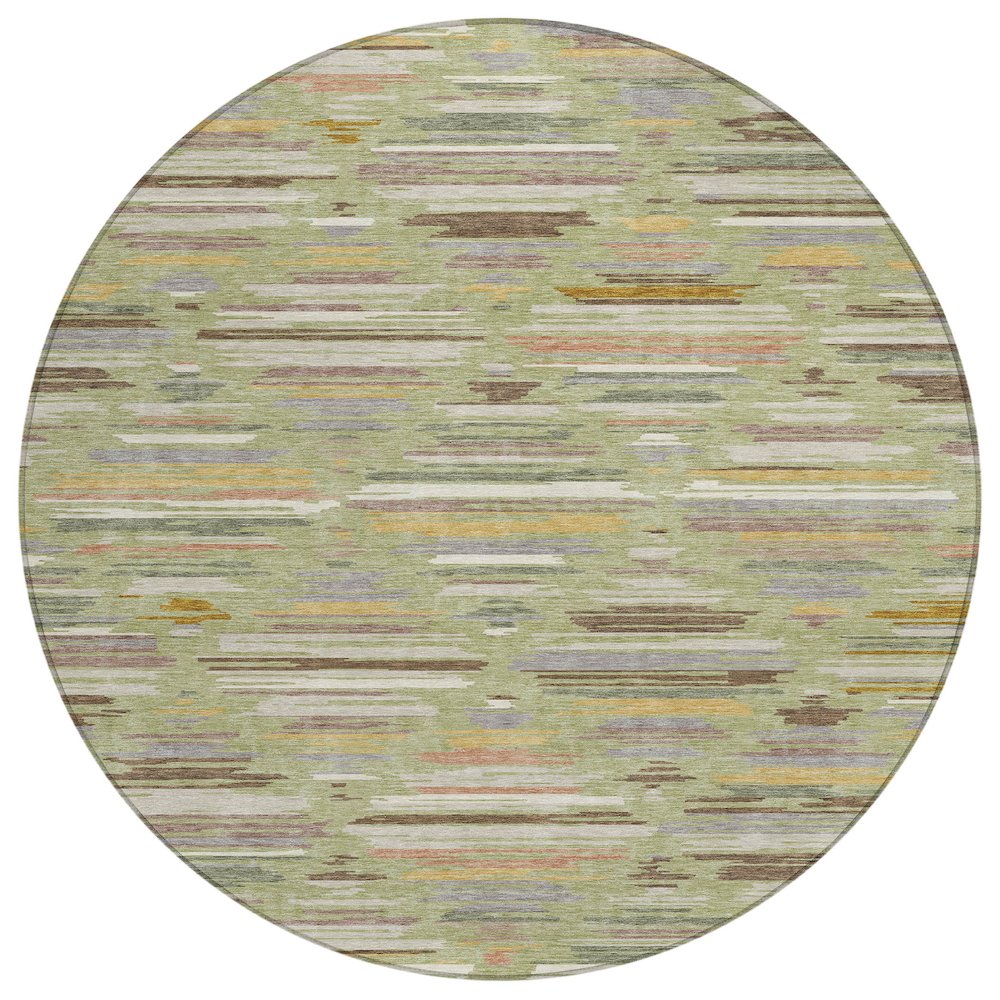 Machine Washable Indoor/Outdoor Chantille ACN2502 Green 8' x 8' Round Rug. Picture 1