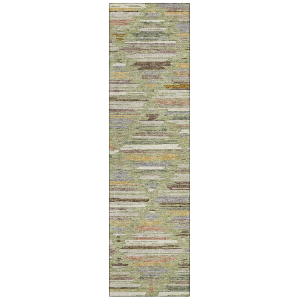 Machine Washable Indoor/Outdoor Chantille ACN2502 Green 2'3" x 7'6" Runner Rug. Picture 1