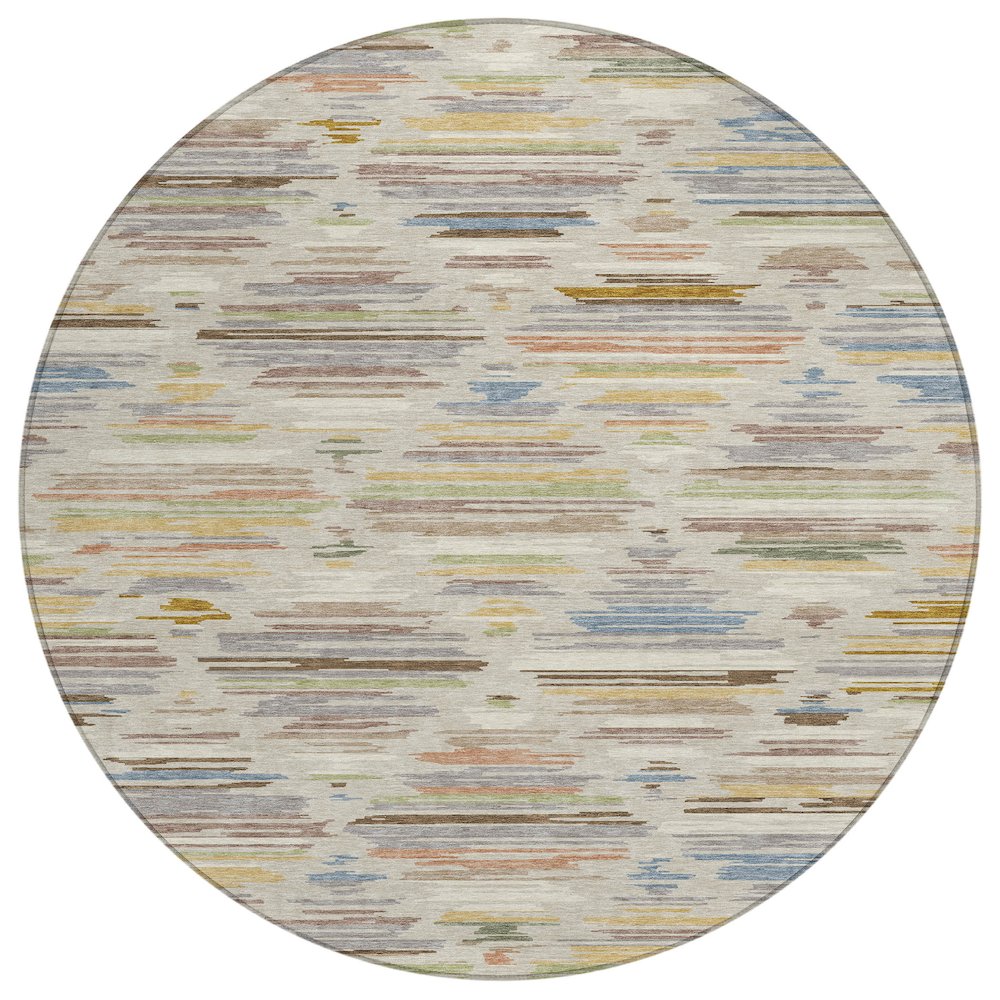 Machine Washable Indoor/Outdoor Chantille ACN2502 Brown 8' x 8' Round Rug. Picture 1