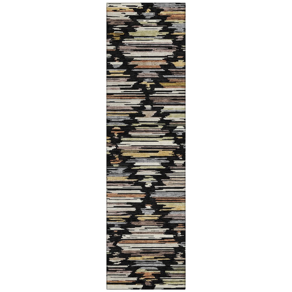 Machine Washable Indoor/Outdoor Chantille ACN2502 Black 2'3" x 7'6" Runner Rug. Picture 1